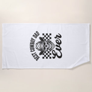 Best Cowboy Dad Skull Western Shirt Design_1 Beach Towel