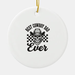 Best Cowboy Dad Skull Western Shirt Design_1 Ceramic Tree Decoration