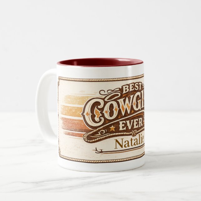 Best Cowgirl Ever Personalised Coffee Mug (Front Left)