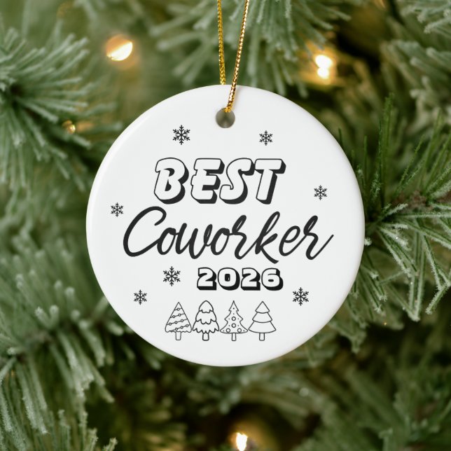 Best Coworker Ever Ornament, Personalised Team  Ceramic Tree Decoration (Tree)