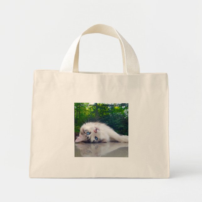Best cross-eyed cat mini tote bag (Front)