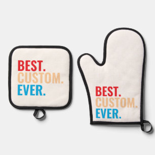 Best custom ever vintage retro Customised text Oven Mitt & Pot Holder Set