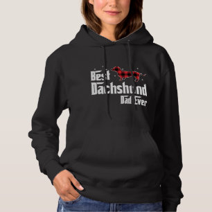 Best Dachshund Dad Ever Red Plaid Christmas For Do Hoodie