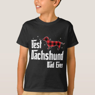 Best Dachshund Dad Ever Red Plaid Christmas For Do T-Shirt