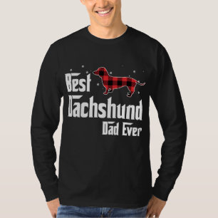 Best Dachshund Dad Ever Red Plaid Christmas For Do T-Shirt