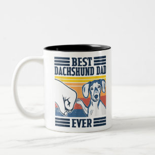 Best Dachshund Dad Ever Shirt Vintage Father Day C Two-Tone Coffee Mug