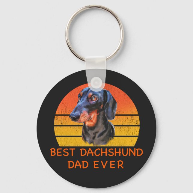 Best dachshund dad ever T-Shirt Key Ring (Front)