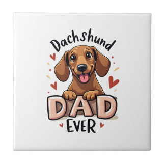 Best Dachshund Dad Ever T Shirt Tile
