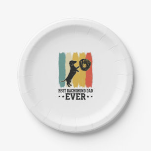 Best Dachshund Dad Ever Vintage Baseball Dog Shirt Paper Plate