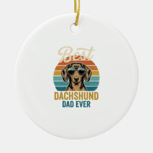Best Dachshund Dad Ever Vintage Dog Shirt Design_1 Ceramic Tree Decoration