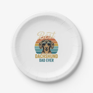 Best Dachshund Dad Ever Vintage Dog Shirt Design_1 Paper Plate