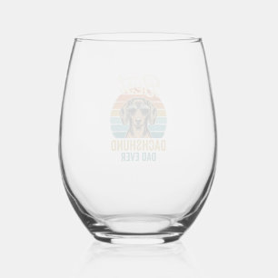 Best Dachshund Dad Ever Vintage Dog Shirt Design_1 Stemless Wine Glass