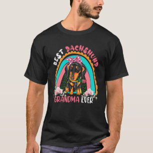 Best Dachshund Grandma Ever Cute Rainbow Flowers D T-Shirt