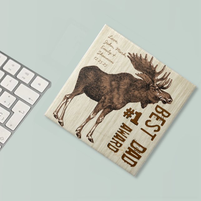 Best Dad # 1 Dad Award Vintage Moose Tile (Creator Uploaded)
