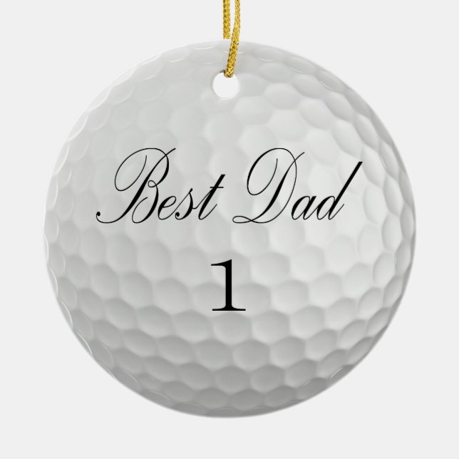 Best Dad 1 Golf Ball Ceramic Tree Decoration (Front)