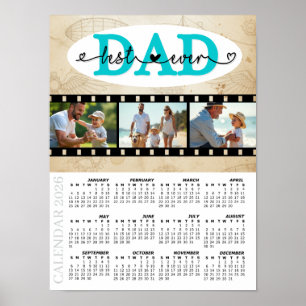 Best Dad 2026 Photo Calendar, Family, Vintage Poster