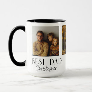 Best Dad 3 Photo Collage Custom Name Mug