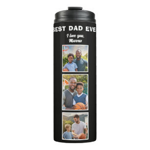 Best Dad 3 Photo Collage Father Thermal Tumbler