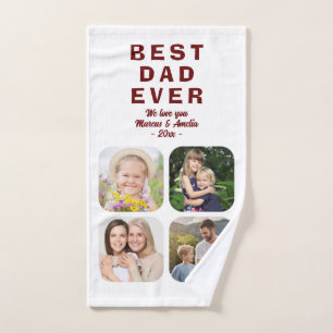 Best Dad 4 Photo Collage Family Father Bath Towel Set