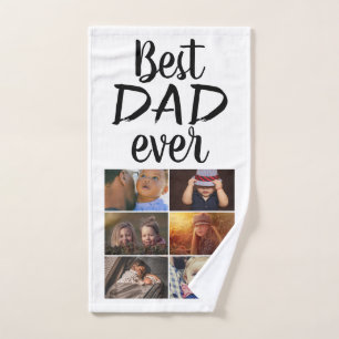 Best Dad 6 Photo Collage Family Photo Hand Towel