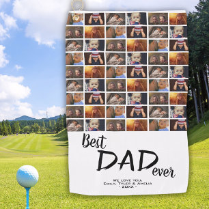 Best Dad 6 Photo Collage Family Photo Pattern  Golf Towel