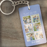 Best Dad! 6 Photos Custom Message Blue  Key Ring<br><div class="desc">Best dad script font with 6 family photo slots along with a custom message for your number 1 Dad.</div>
