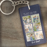 Best Dad! 6 Photos Custom Message Navy Blue Key Ring<br><div class="desc">Best dad script font with 6 family photo slots along with a custom message for your number 1 Dad.</div>