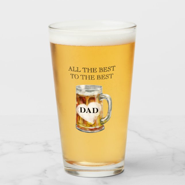 Best Dad All the Best Message Pint Beer Glass (Front Filled)
