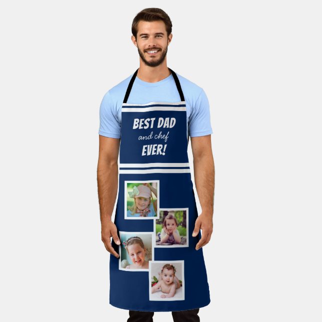 Best Dad and Chef Ever 4 Photo Collage Apron (Worn)