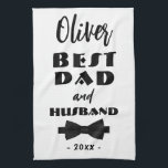 Best Dad and Husband Black Tie Elegant  Tea Towel<br><div class="desc">Best Dad and Husband Black Tie Elegant kitchen towel. Modern typography and black tie. Add dad's name,  year and any text. Lovely keepsake for a father and husband. Gift for Father's day,  birthday or Christmas.</div>