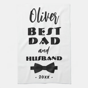 Best Dad and Husband Black Tie Elegant  Tea Towel