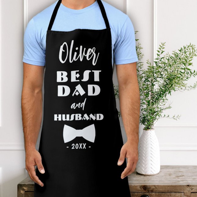 Best Dad and Husband Tie Elegant Black Apron (Creator Uploaded)