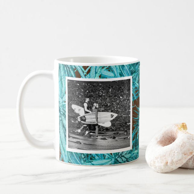Best dad birthday photo leaves pattern mug (With Donut)