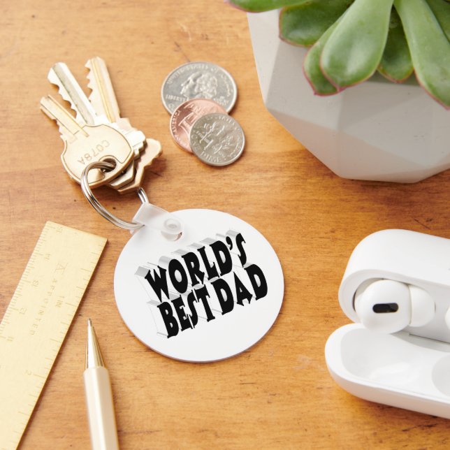 Best Dad black 3d text  Key Ring (Desk)