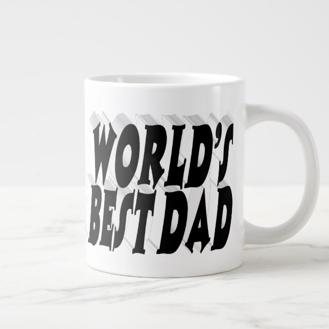 Best Dad black 3d text Large Coffee Mug (Right)