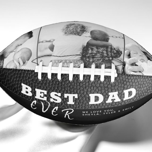 Best Dad Black Leather Print 3 Photo Collage Football (Creator Uploaded)