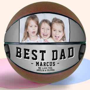 Best Dad Black Silver Balls Photo Father`s Day Basketball