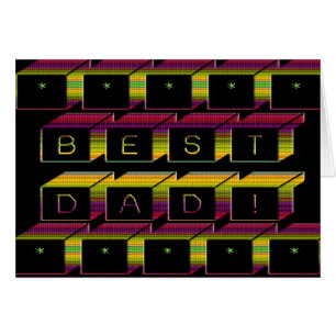 Best Dad Blocks Text Brown & Yellow