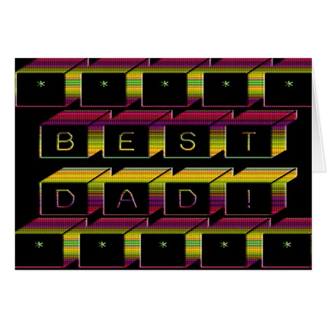 Best Dad Blocks Text Brown & Yellow (Front Horizontal)