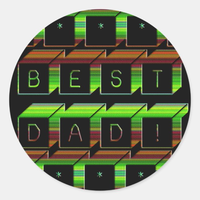 Best Dad Blocks Text Green and Brown Classic Round Sticker (Front)