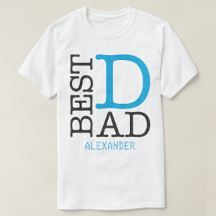 Best Dad Blue Black Glitter Name Personalized T-Shirt