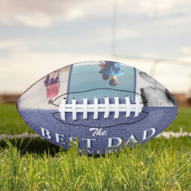 Best Dad Blue Leather Father`s Day 3 Photos Football (Creator Uploaded)
