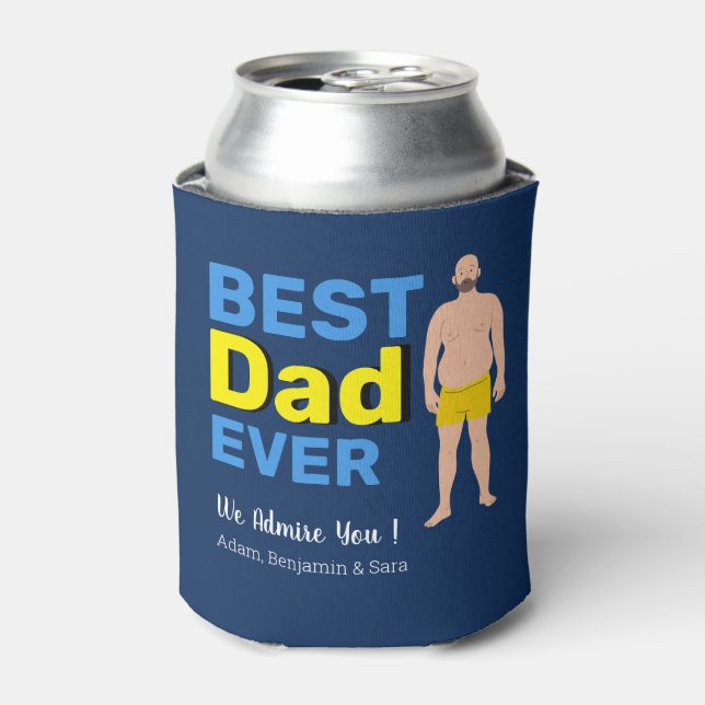 Best Dad Bud Ever – 4 Photos & Personal Names Can Cooler (Can Front)