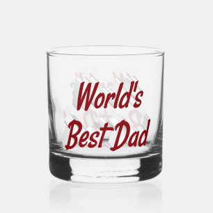 Best Dad burgundy text Fathers Day Whiskey Glass
