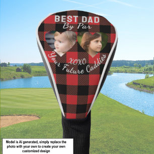 Best Dad By Par 2 Kids Photo Collage Golfer Gift Golf Head Cover