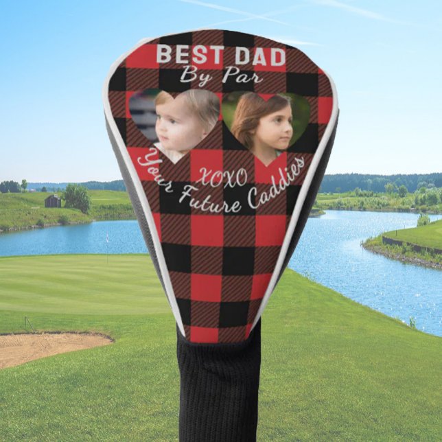 Best Dad By Par 2 Kids Photo Collage Golfer Gift  Golf Head Cover (Creator Uploaded)