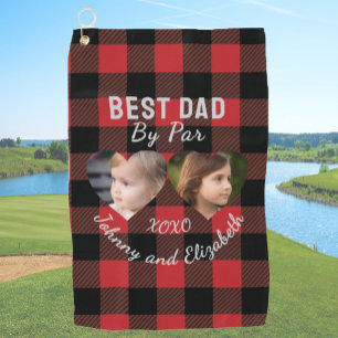 Best Dad By Par 2 Kids Photo Collage Personalised Golf Towel