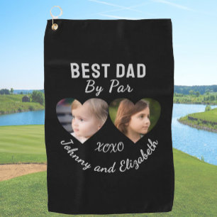 Best Dad By Par 2 Kids Photo Collage Personalised Golf Towel