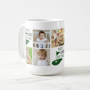 BEST DAD BY PAR 7 Photo Collage Golfer Coffee Mug
