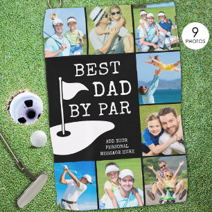 BEST DAD BY PAR 8 Photo Collage Personalised Golf Towel